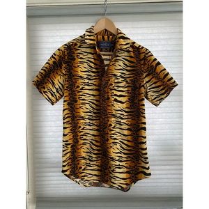 TOPMAN Animal Print Button Up Shirt